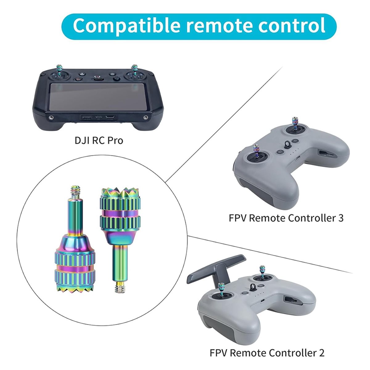 Drone Control Stick - DT75BG 4 Pezzi Joystick in Metallo,